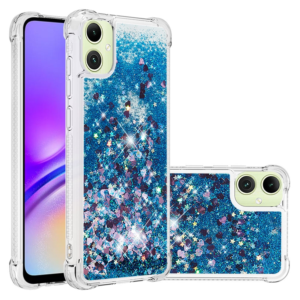 Glitter homokóra zselés tok Samsung Galaxy A07 4G - kék/szívek