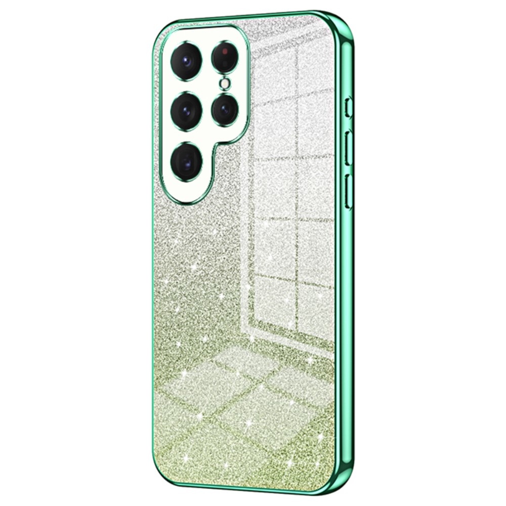 Vágott zselés csillogó tok Samsung Galaxy S24 Ultra készülékhez - zöld
