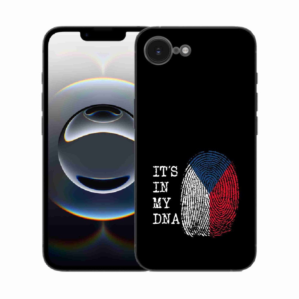 Zselés borítás mmCase iPhone 16e készülékhez - zászlós ujjlenyomat fekete háttérrel