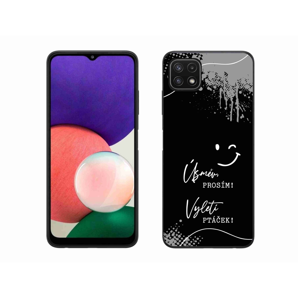 Gél borító mmCase Samsung Galaxy A22 5G - vicces szöveg 4 fekete háttérrel