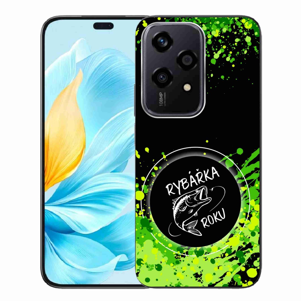 Zselés borító mmCase a Honor 200 Lite 5G számára - az év horgásza fekete háttérrel