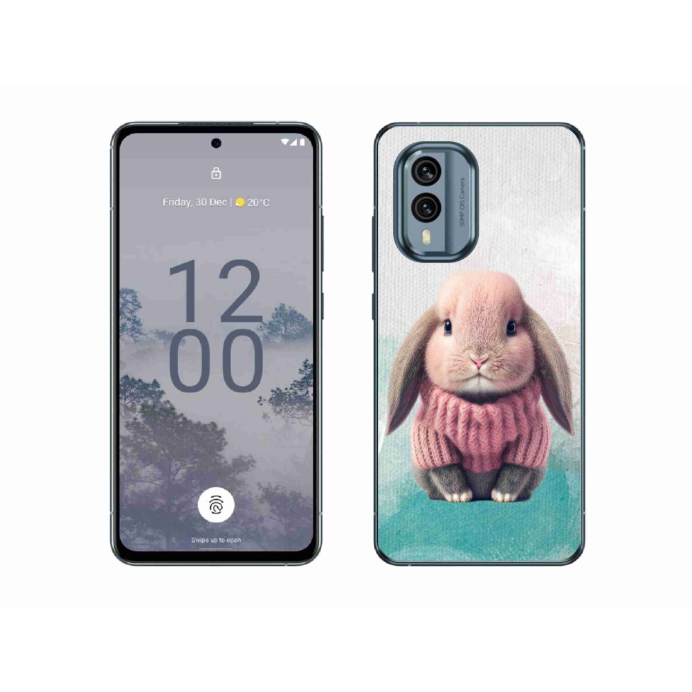 Zselés borítás mmCase a Nokia X30 5G készülékhez - nyúl pulóverben