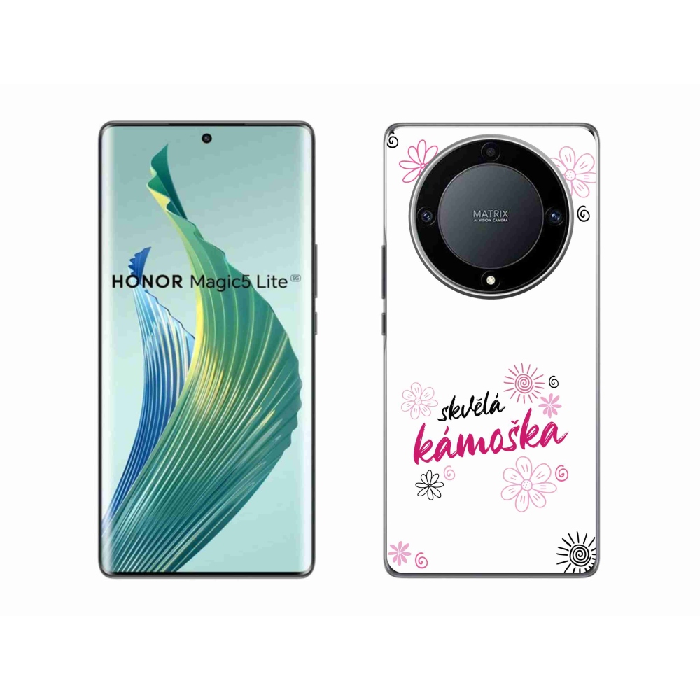 Gél borítás mmCase a Honor Magic 5 Lite 5G-n - nagyszerű haver fehér háttérrel