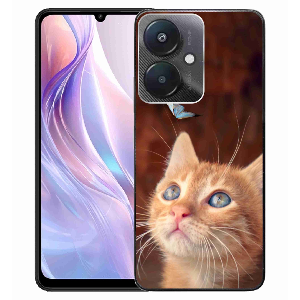 Gél borító mmCase a Xiaomi Redmi 13C 5G számára - pillangó és cica