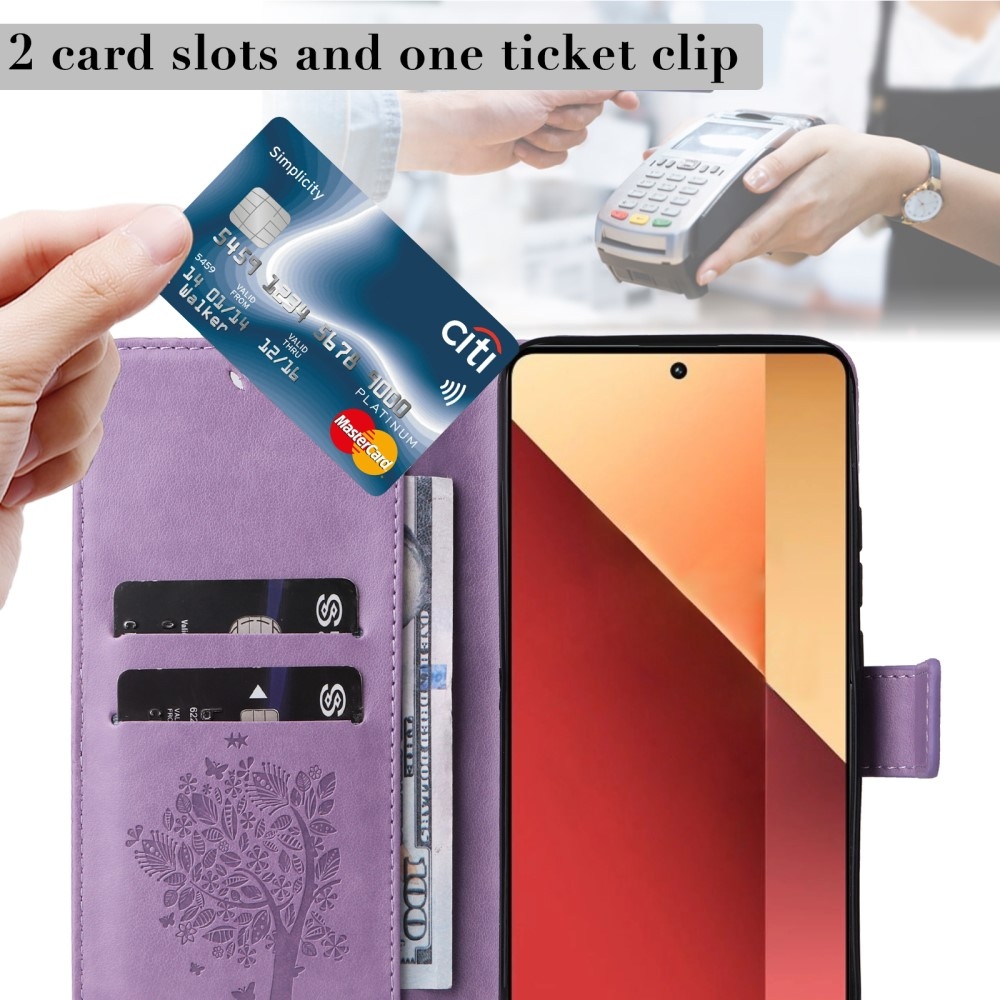 Fák könyv tokja Xiaomi Redmi Note 13 Pro 4G/Poco M6 Pro - világos lila