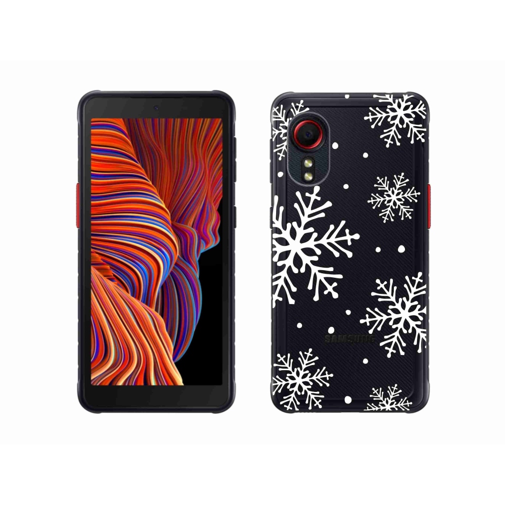 Zselés borítás mmCase Samsung Galaxy Xcover 5 készülékhez - fehér pelyhek átlátszó háttéren