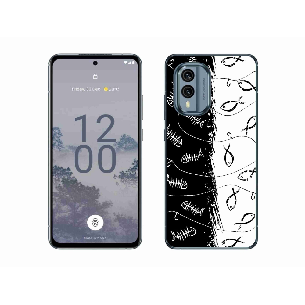 Zselés borító mmCase a Nokia X30 5G készülékhez - csontvázak és halak