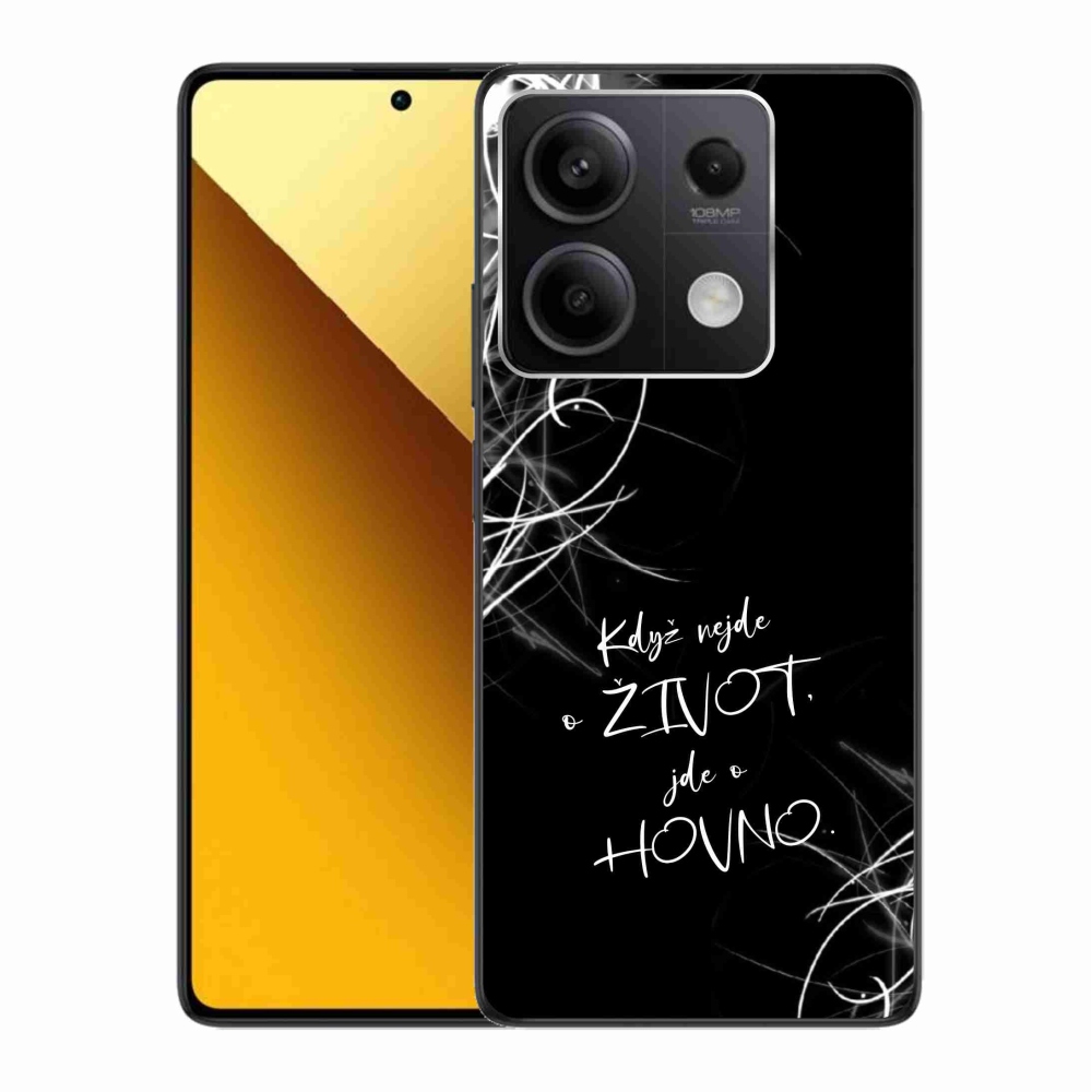 Gél borító mmCase a Xiaomi Redmi Note 13 5G-hez - vicces szöveg 16 fekete háttérrel