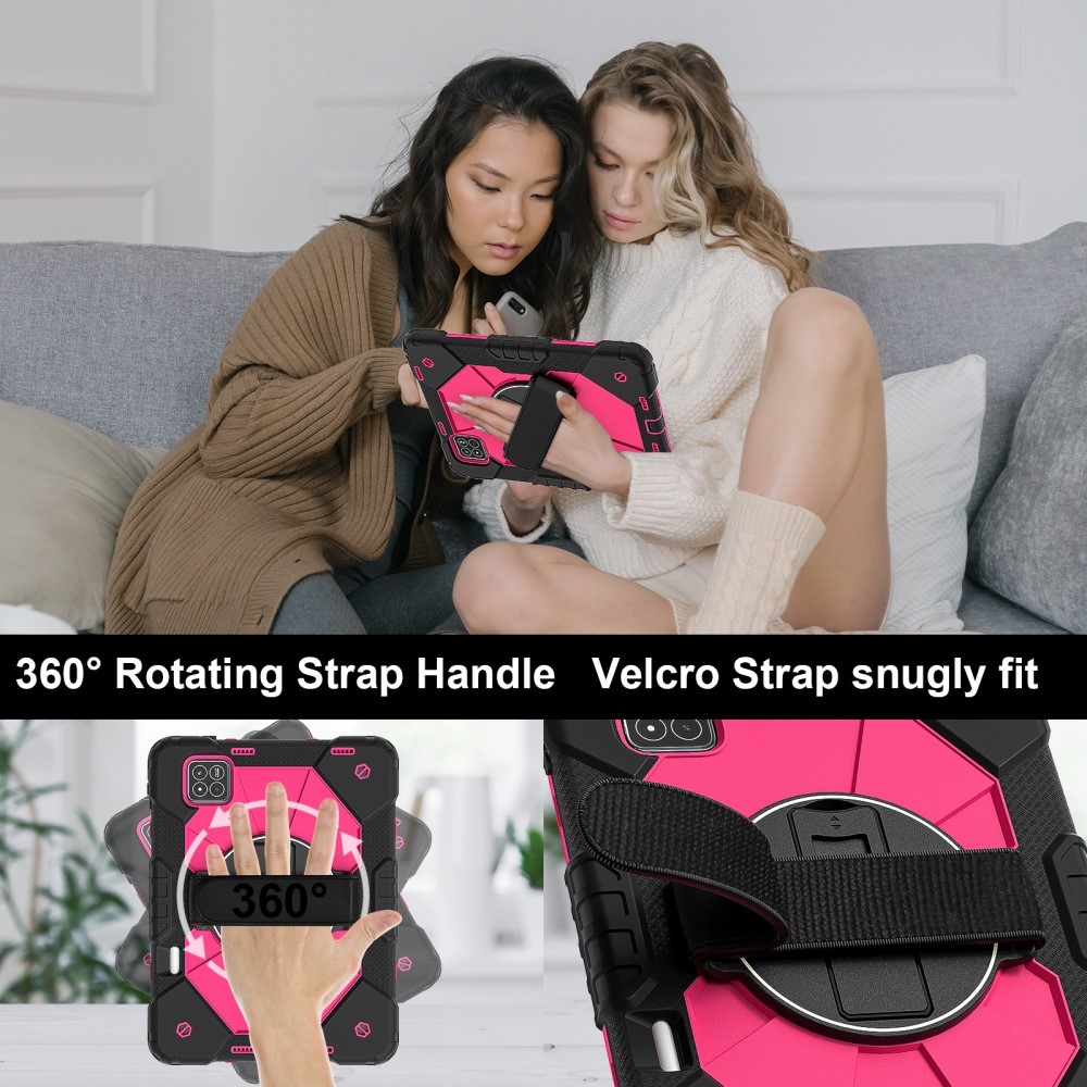 Strapabíró huzat kéztartóval és vállpánttal Xiaomi Pad 7/7 Pro készülékhez - fekete/rózsaszín