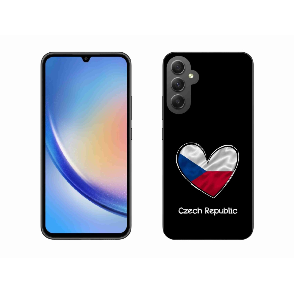 Gél védőhuzat mmCase Samsung Galaxy A34 5G - zászlós szív fekete háttérrel