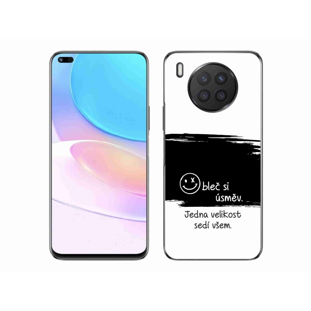 Gél borító mmCase a Huawei Nova 8i készülékhez - vicces szöveg 8 fekete és fehér háttérrel