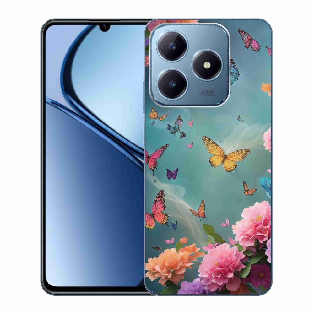 Gél borító mmCase a Realme C63 készülékhez - színes virágok és pillangók