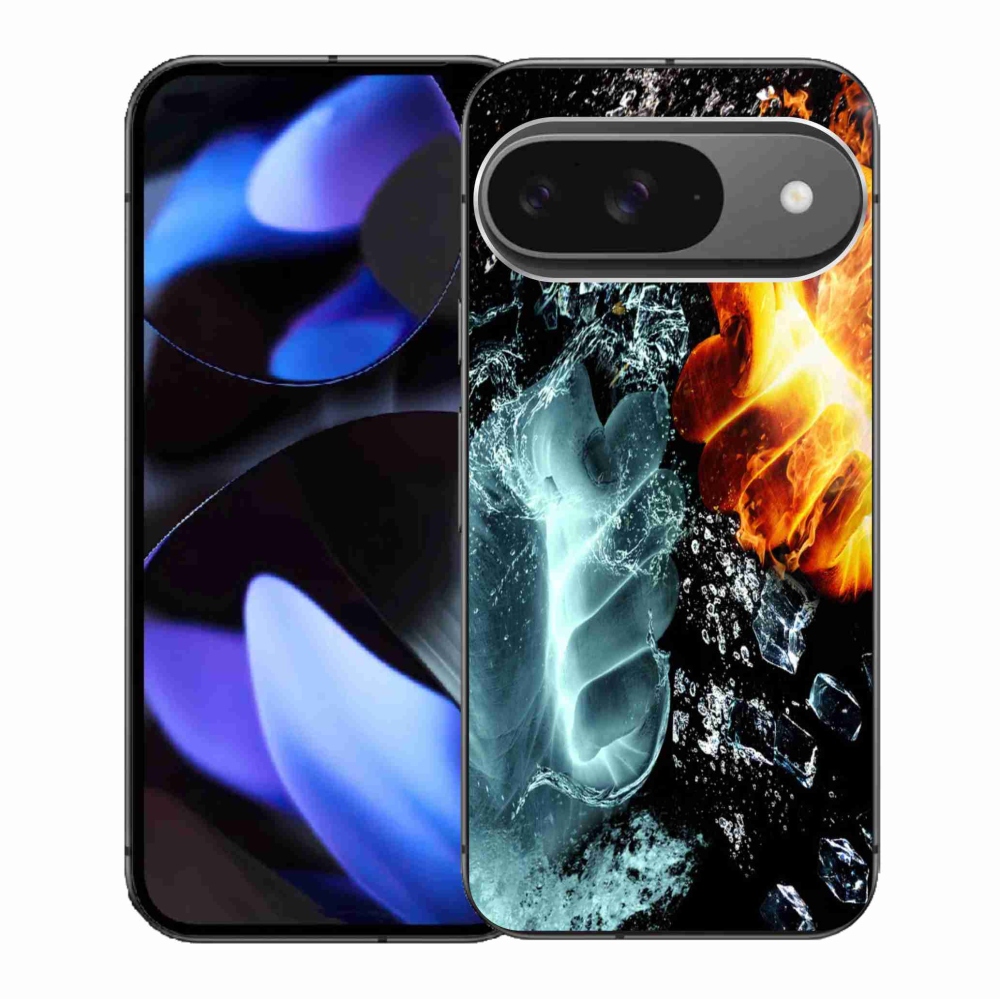Zselés borítás mmCase a Google Pixel 9/9 Pro számára - víz és tűz