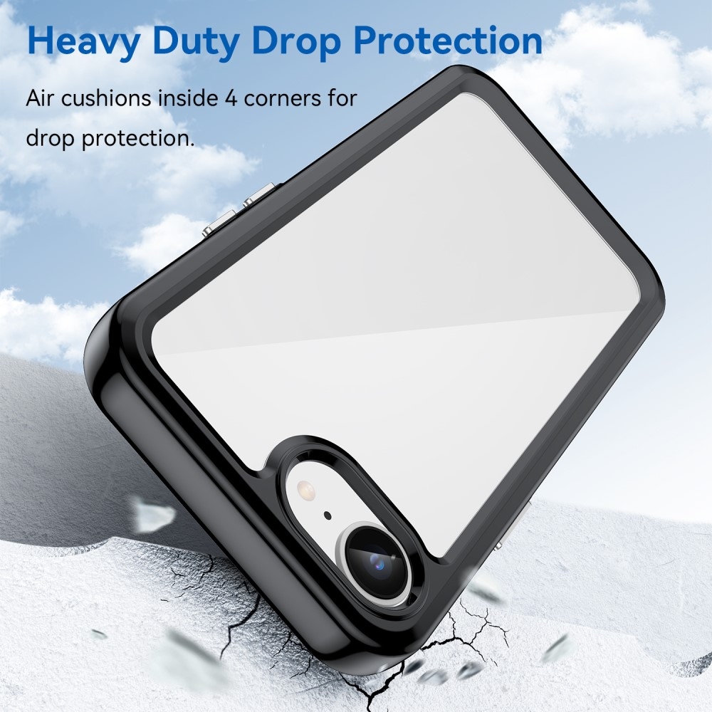 Gél tok fix hátlappal iPhone 16e készülékhez - fekete