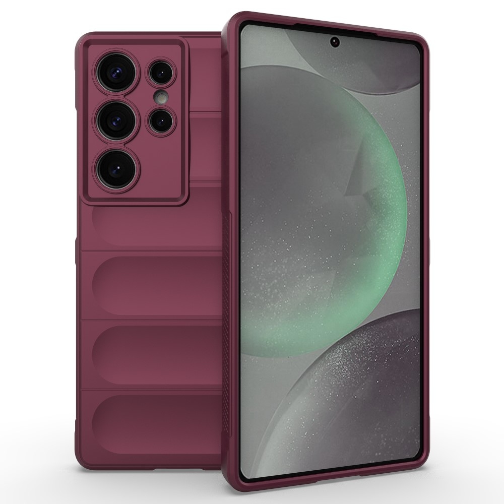 Rugg tartós zselés tok Samsung Galaxy S25 Ultra készülékhez - bordó színben