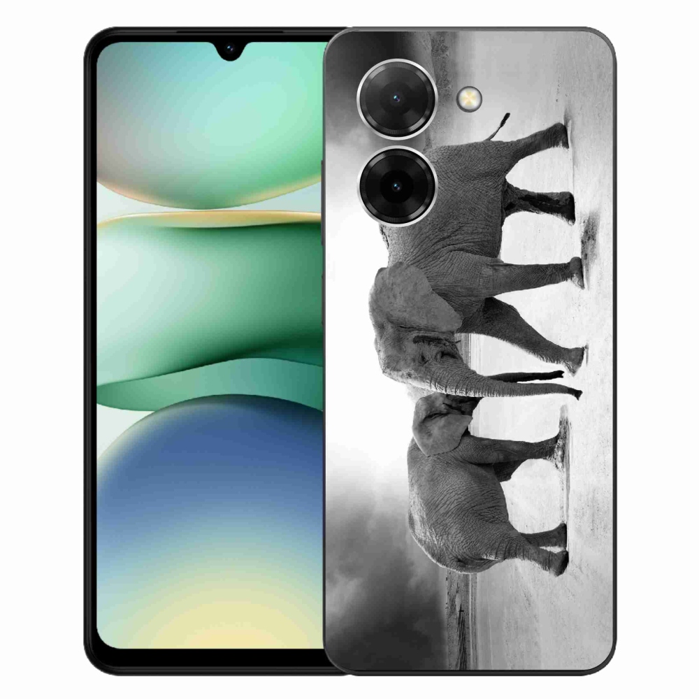 Gél borítás mmCase a Xiaomi Redmi A5 (173.45x79.35x8.45mm) - fekete és fehér elefántokhoz