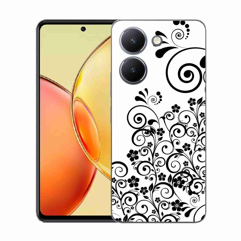 Gél borítás mmCase a Vivo Y36-on - fekete és fehér virágminták