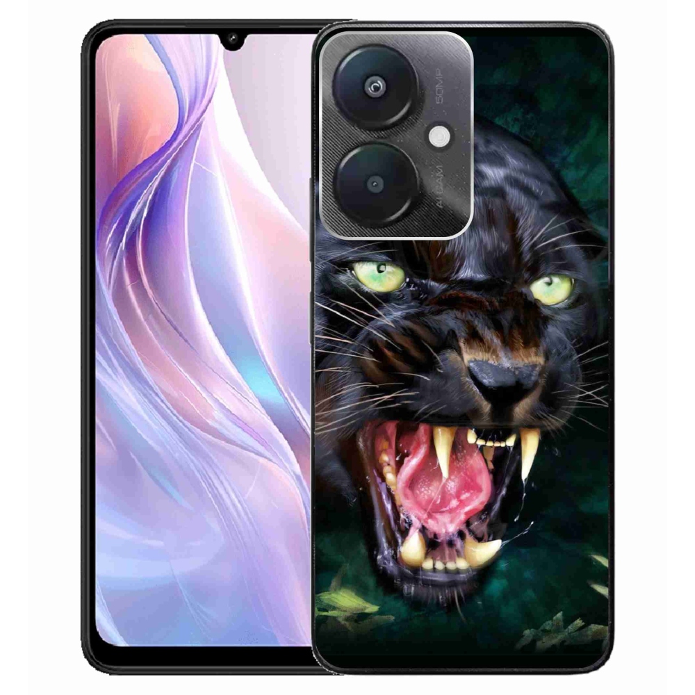 Gél borítás mmCase a Xiaomi Redmi 13C 5G számára - dühös fekete párduc