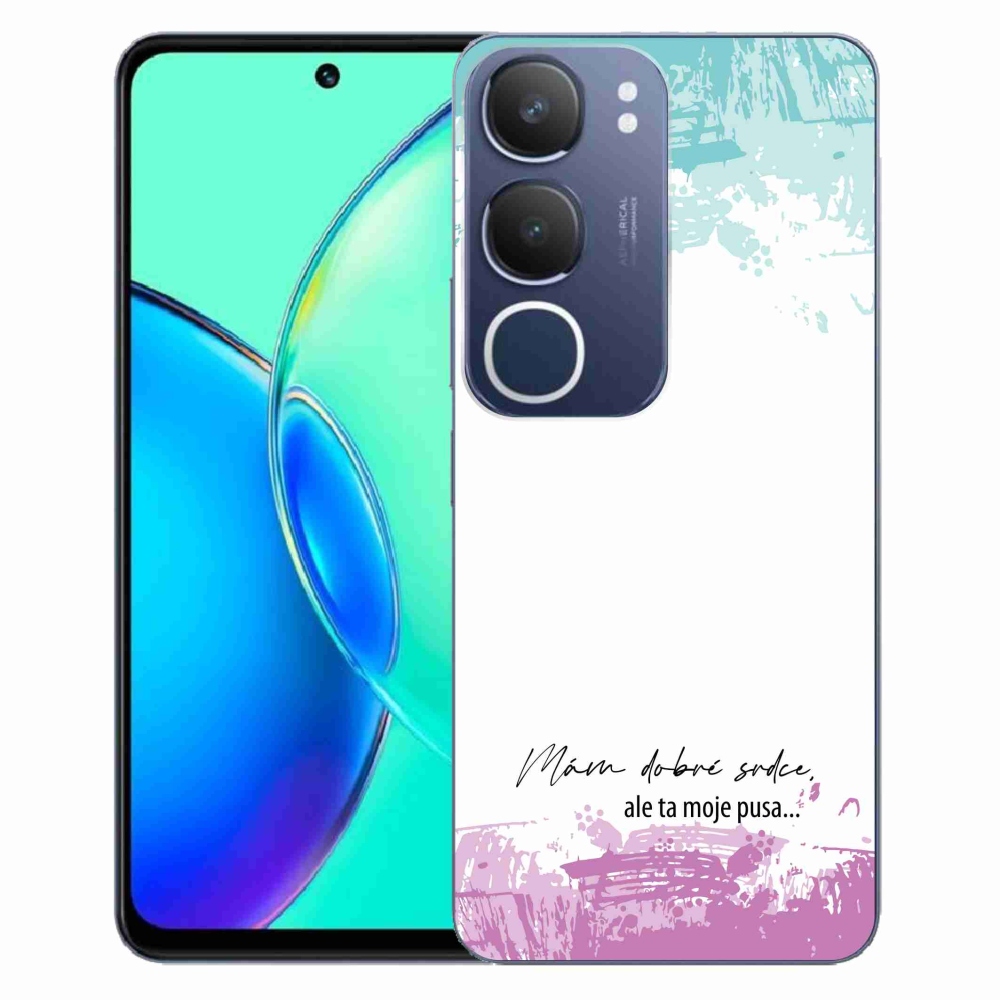 Gél borító mmCase a Vivo Y19s készülékhez - vicces szöveg 3 fehér háttér