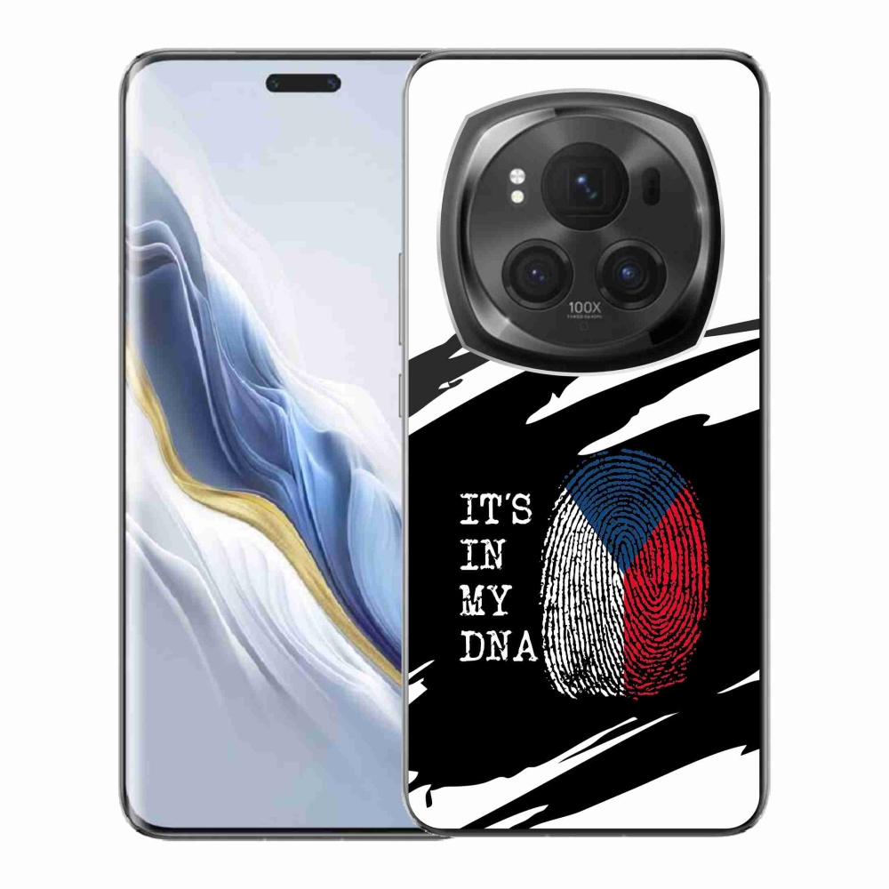 Gél borítás mmCase a Honor Magic 6 Pro 5G számára - Zászlós ujjlenyomat fekete és fehér háttérrel