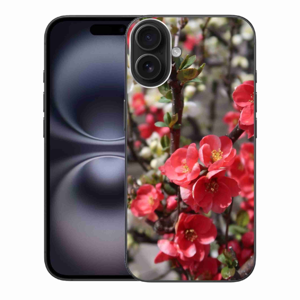 Gél borítás mmCase iPhone 16 Plus készülékhez - piros virágok