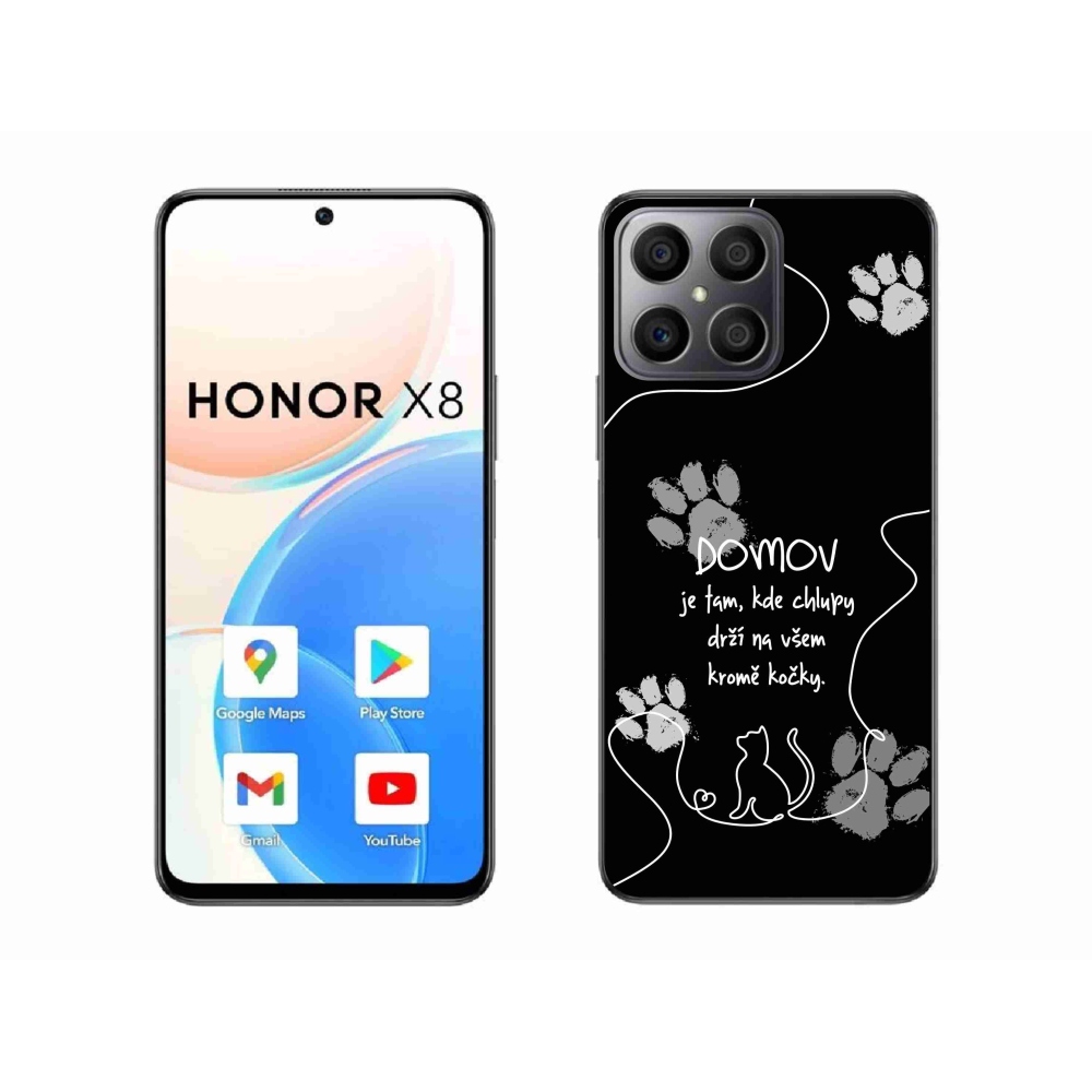 Gél borítás mmCase a Honor X8 4G készülékhez - macska motívum fekete háttérrel