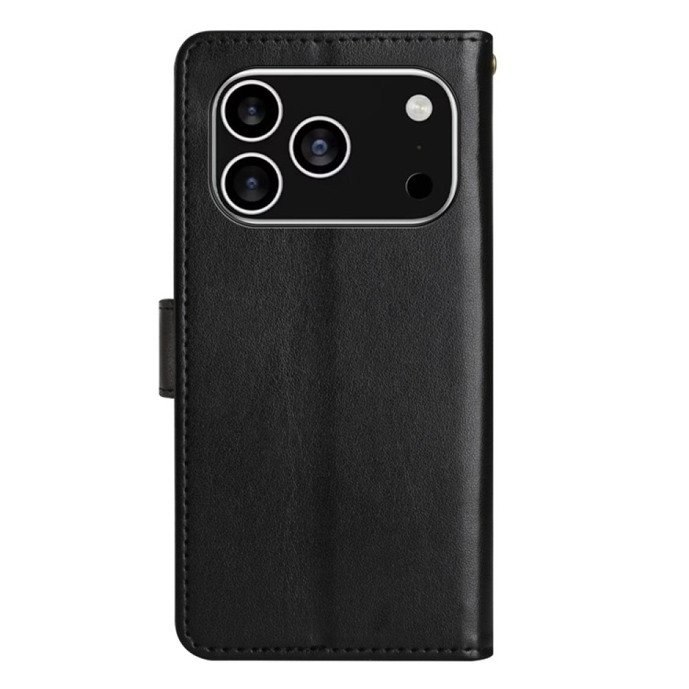 Virágok könyvtáska iPhone 17 Pro készülékhez - fekete