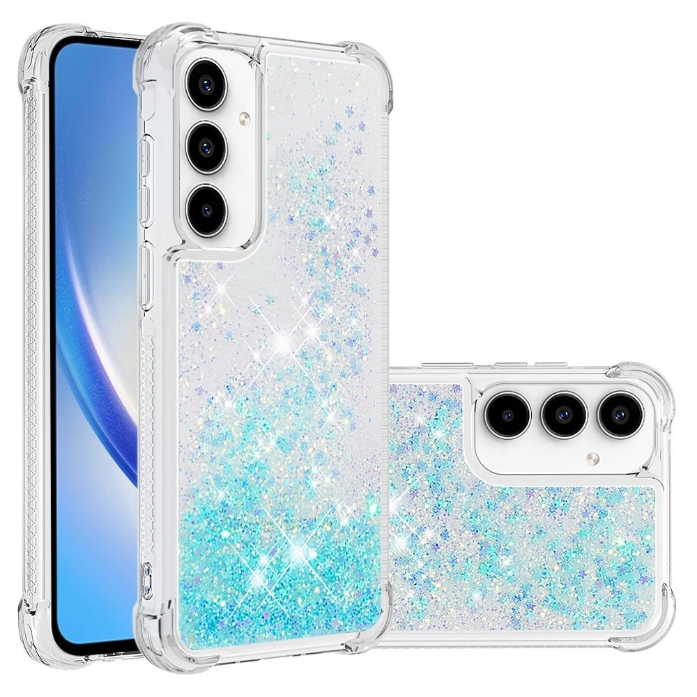 Glitter homokóra zselés tok Samsung Galaxy A56 5G - kék / csillagok