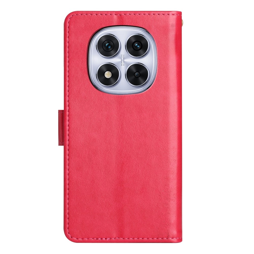 Virágos könyv tok Xiaomi Redmi Note 14 Pro 5G/Poco X7 5G - piros