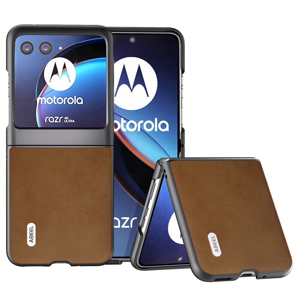 ABEEL műanyag tok kemény hátlappal a Motorola Razr 40 Ultra 5G készülékhez - barna színben