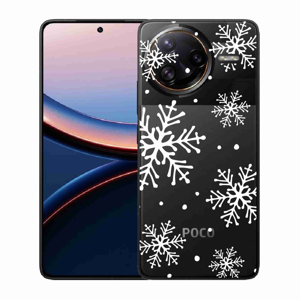 Gél borítás mmCase a Xiaomi Poco F7 Ultra számára - fehér pelyhek átlátszó háttéren