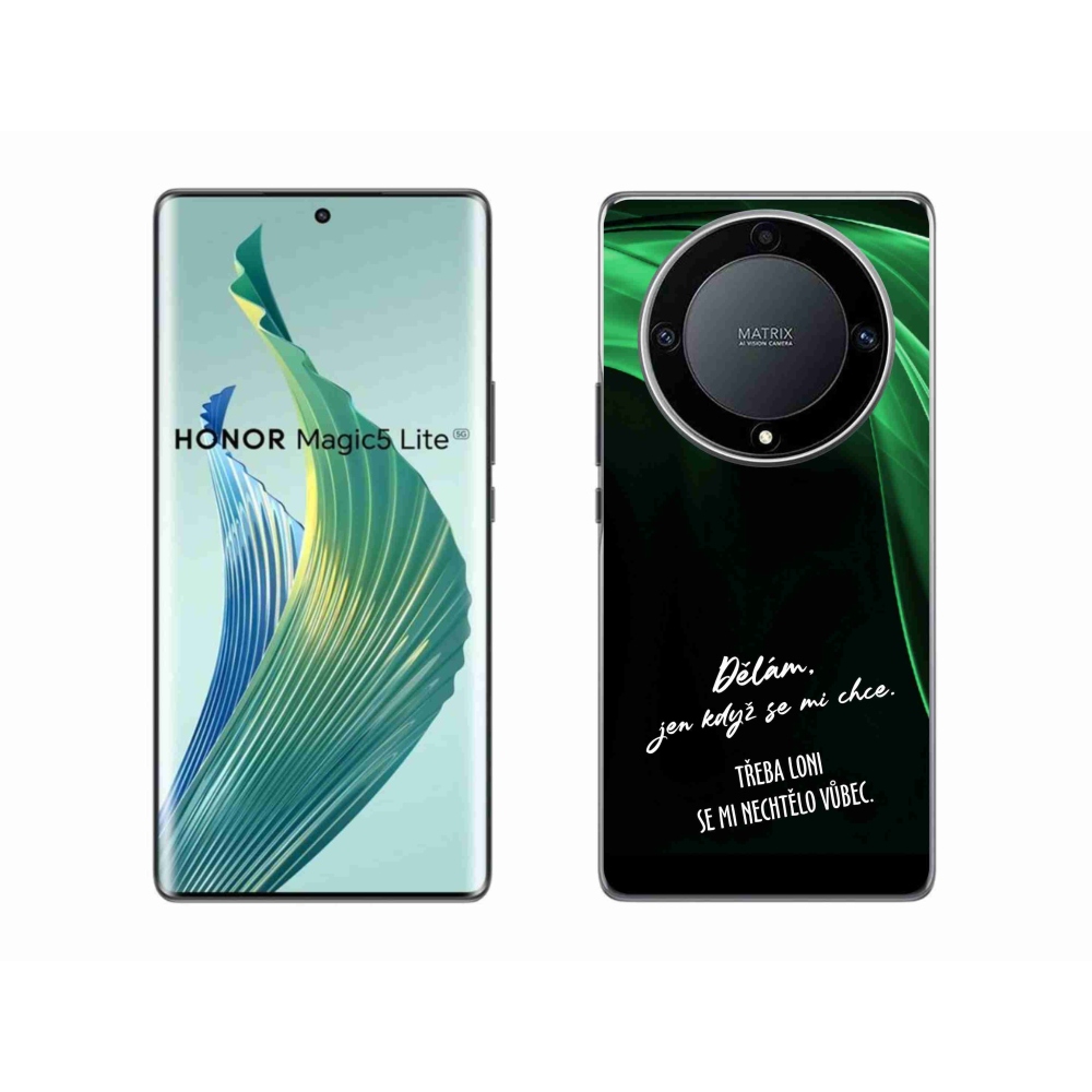 Gél borító mmCase a Honor Magic 5 Lite 5G készülékhez - vicces szöveg 12 fekete háttér