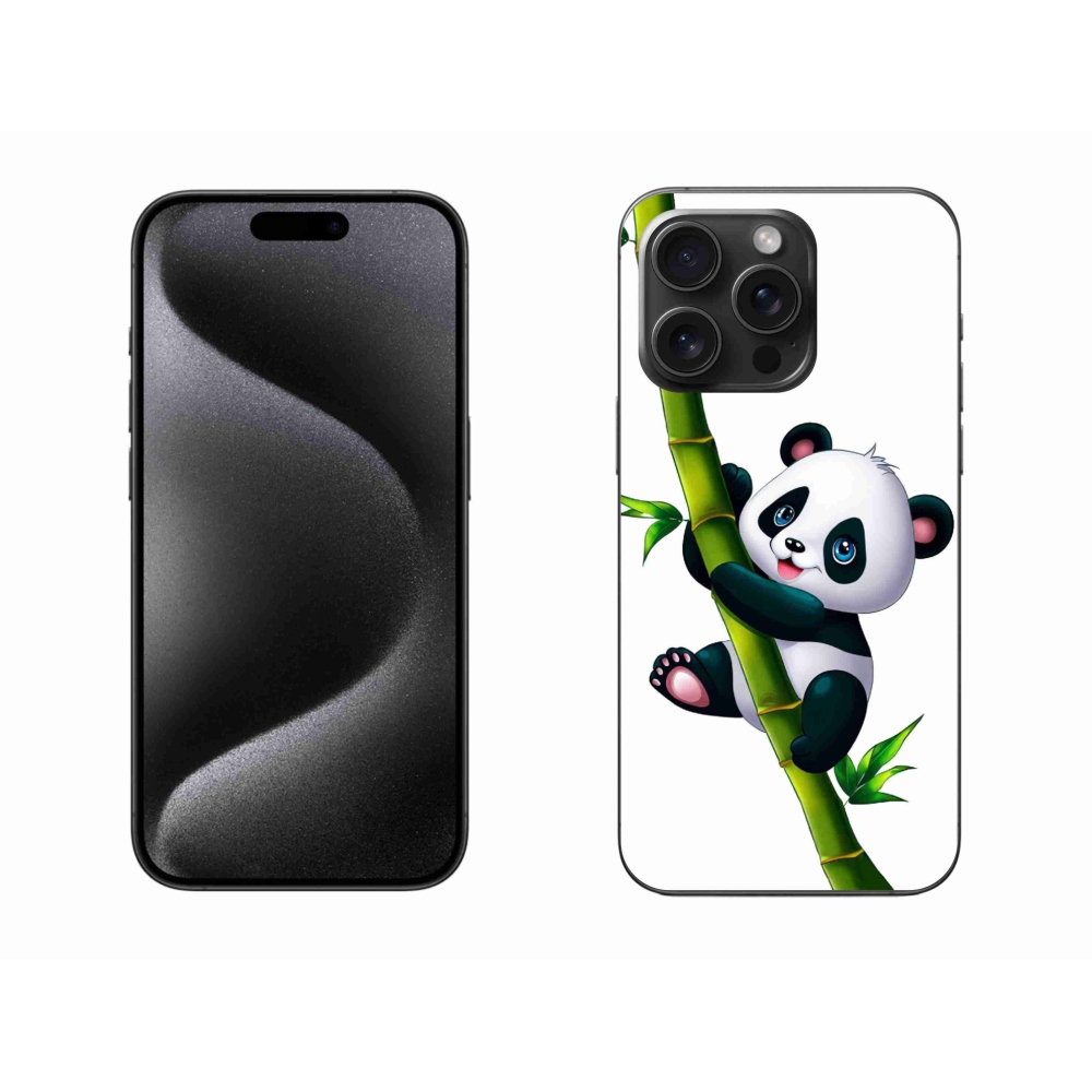 Zselés borítás mmCase iPhone 15 Pro Max készülékhez - panda bambuszon