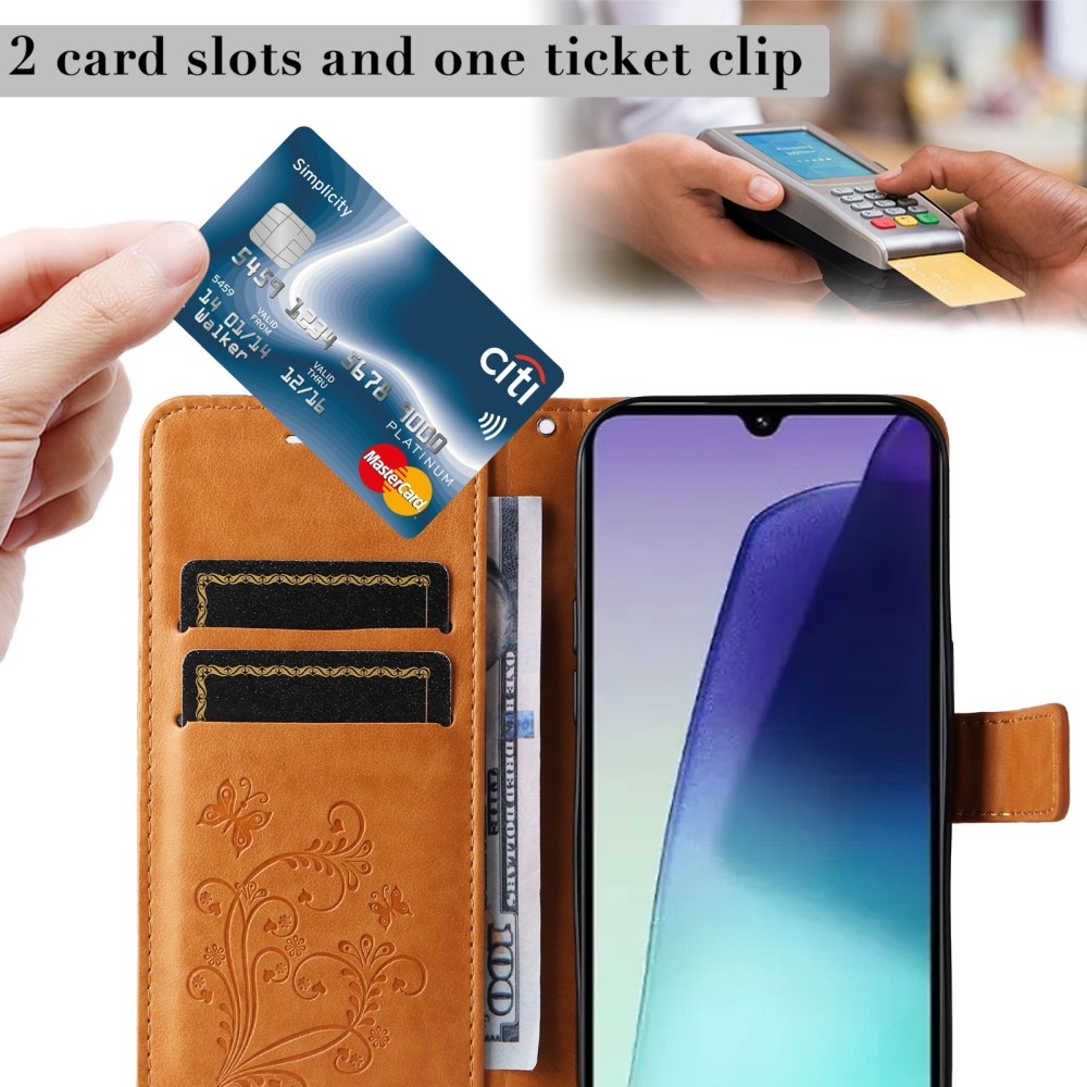 Nagy pillangó könyv tok a Xiaomi Redmi 14C/Poco C75-hez - sárga