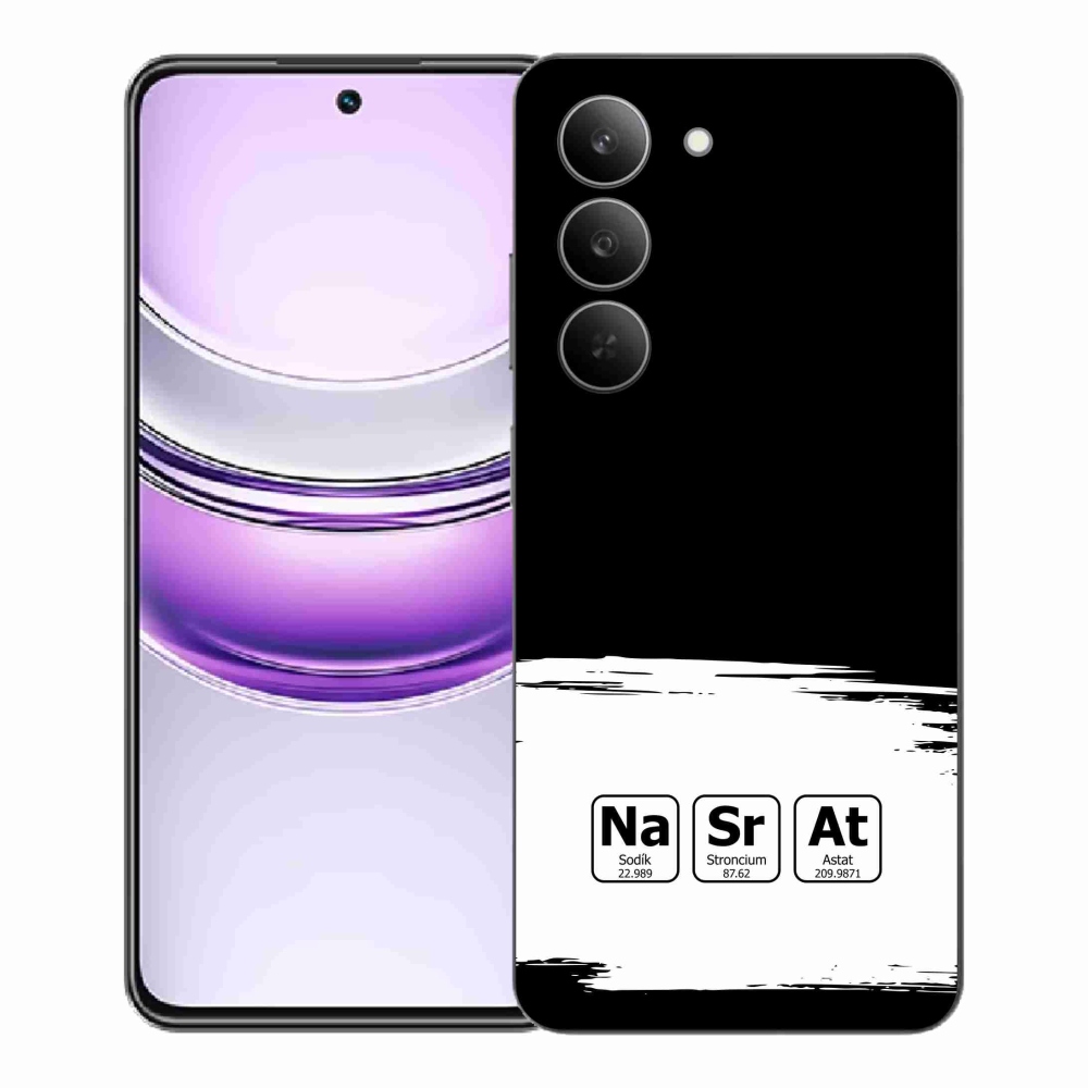 Gél borító mmCase a Realme 14x 5G készülékhez - kémiai elemek fehér és fekete háttérrel