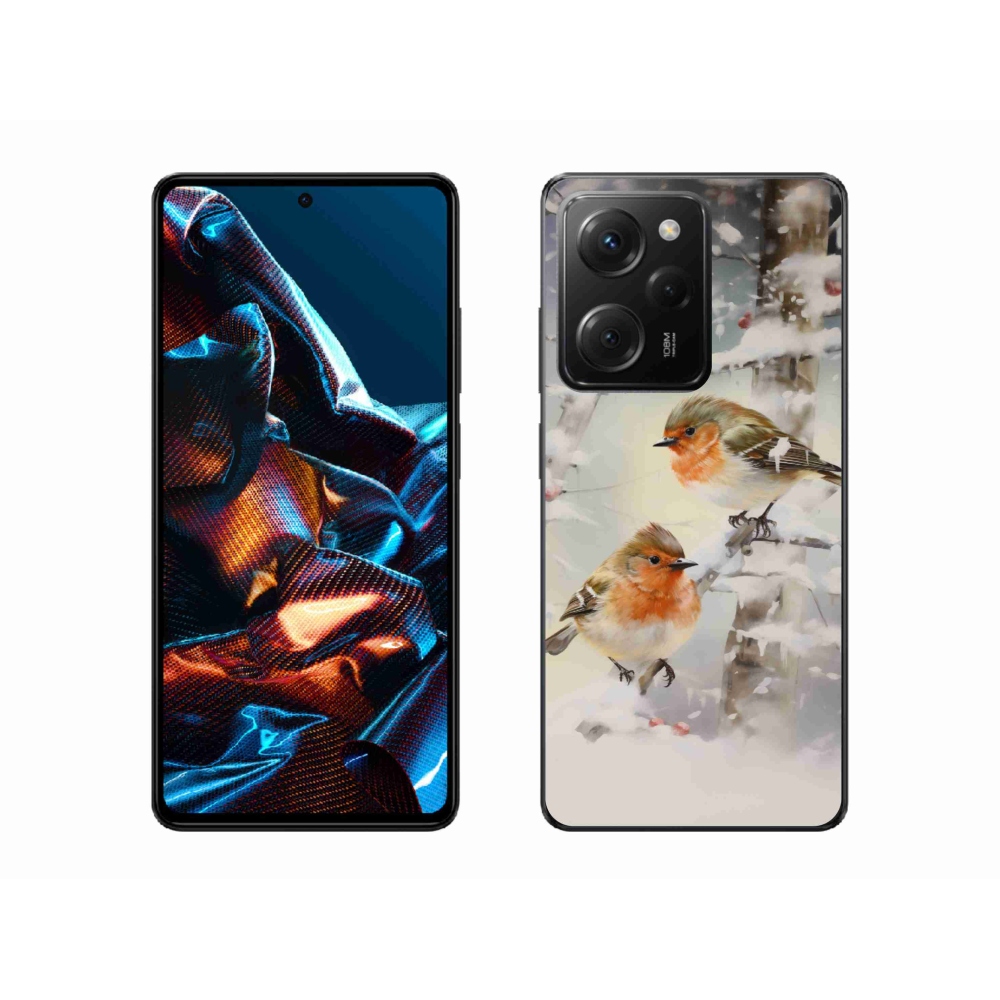 Gél borítás mmCase a Xiaomi Poco X5 Pro 5G számára - madarak télen
