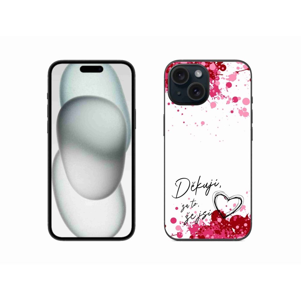 Gél borító mmCase iPhone 15 készülékhez - szerelmes szöveg 2 fehér háttér