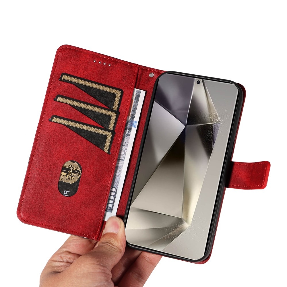 Vonalak könyv tok Samsung Galaxy S25 Ultra - piros