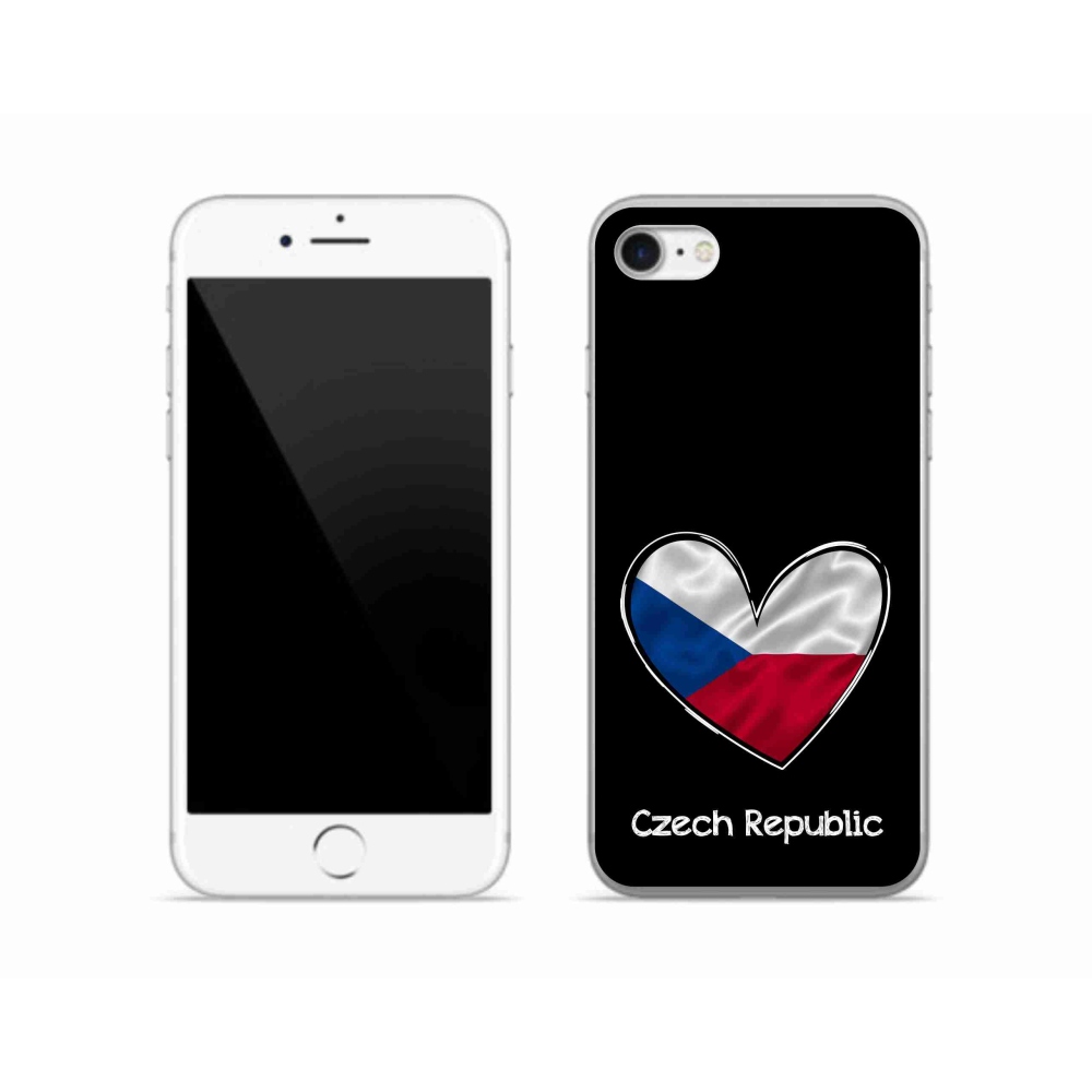 Gél borítás mmCase iPhone SE (2022) - Szív zászló fekete háttérrel