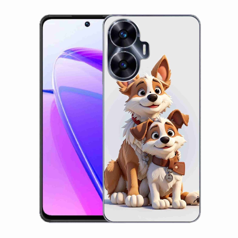 Gél borítás mmCase a Realme C55 készülékhez - kutyák rajzolása