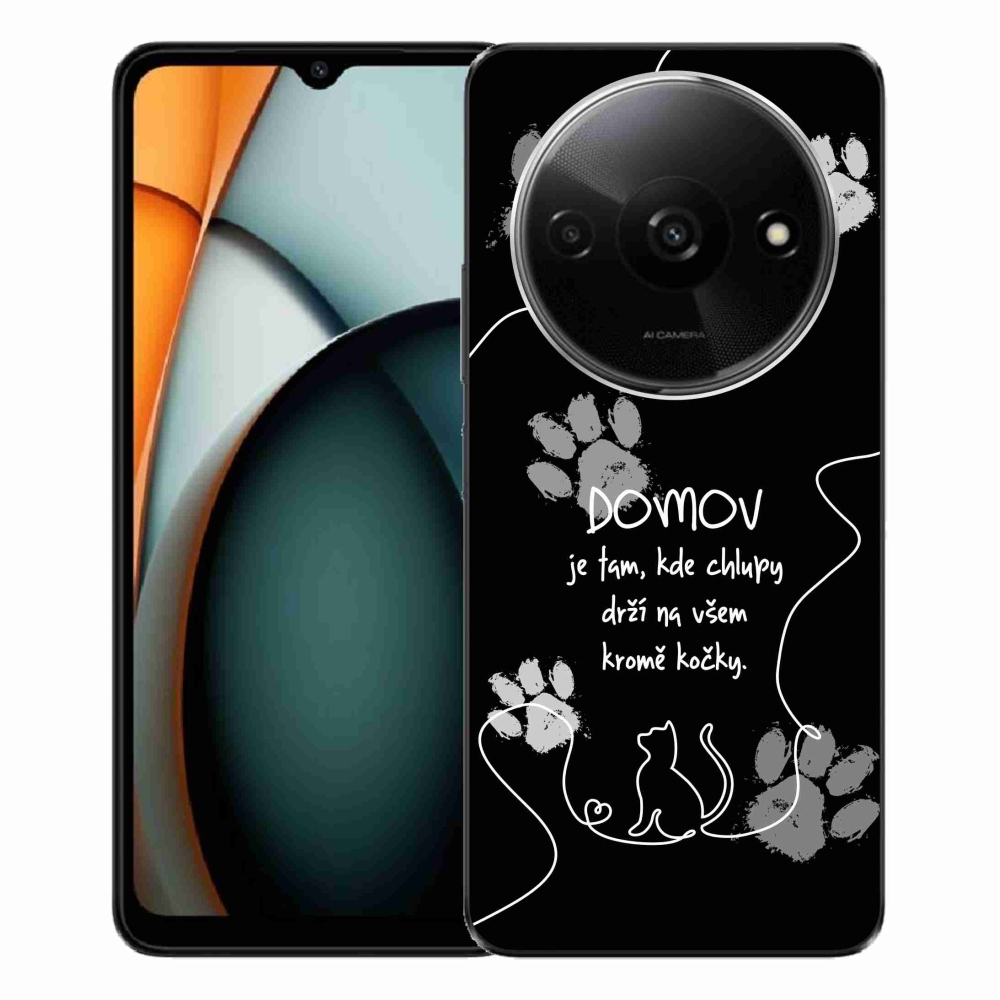 Gél borítás mmCase a Xiaomi Redmi A3-hoz - macska motívum fekete háttérrel