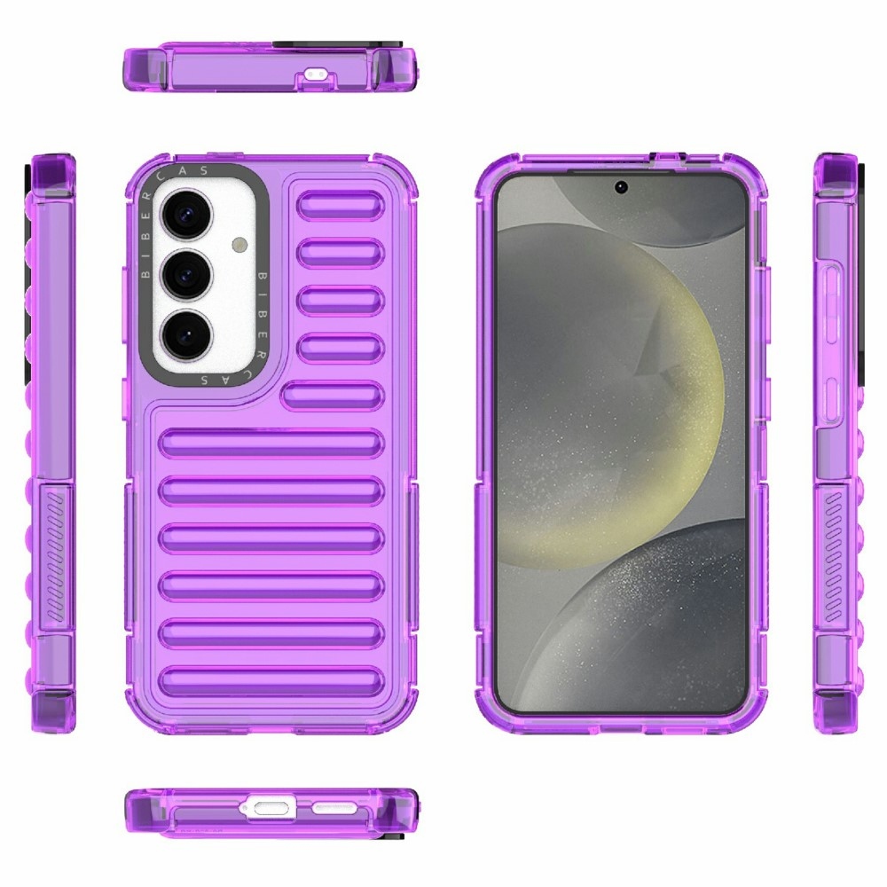 Csíkos tartós borító Samsung Galaxy S25 készülékhez - lila