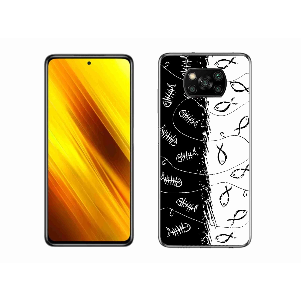 Gél borítás mmCase a Xiaomi Poco X3 Pro számára - csontvázak és halak