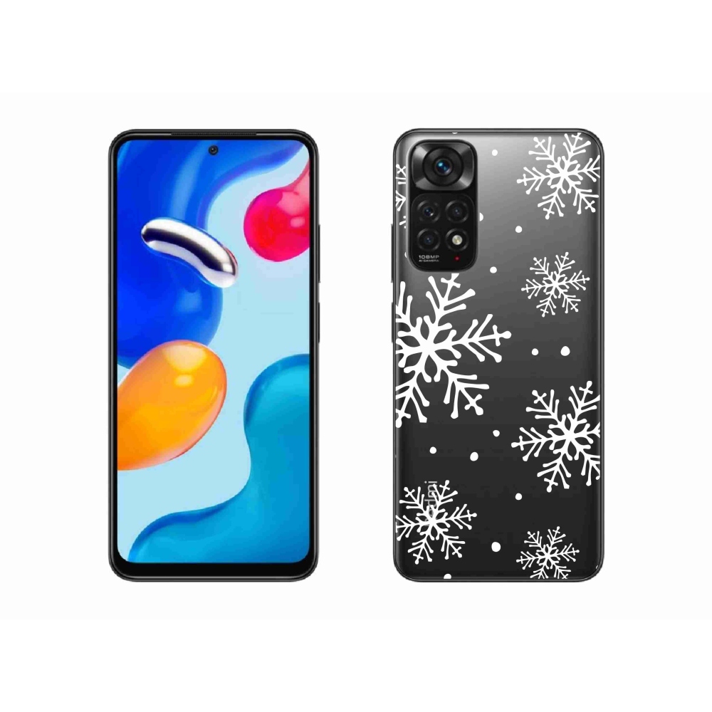 Gél borítás mmCase a Xiaomi Redmi Note 11 4G-hez - fehér pelyhek átlátszó háttéren