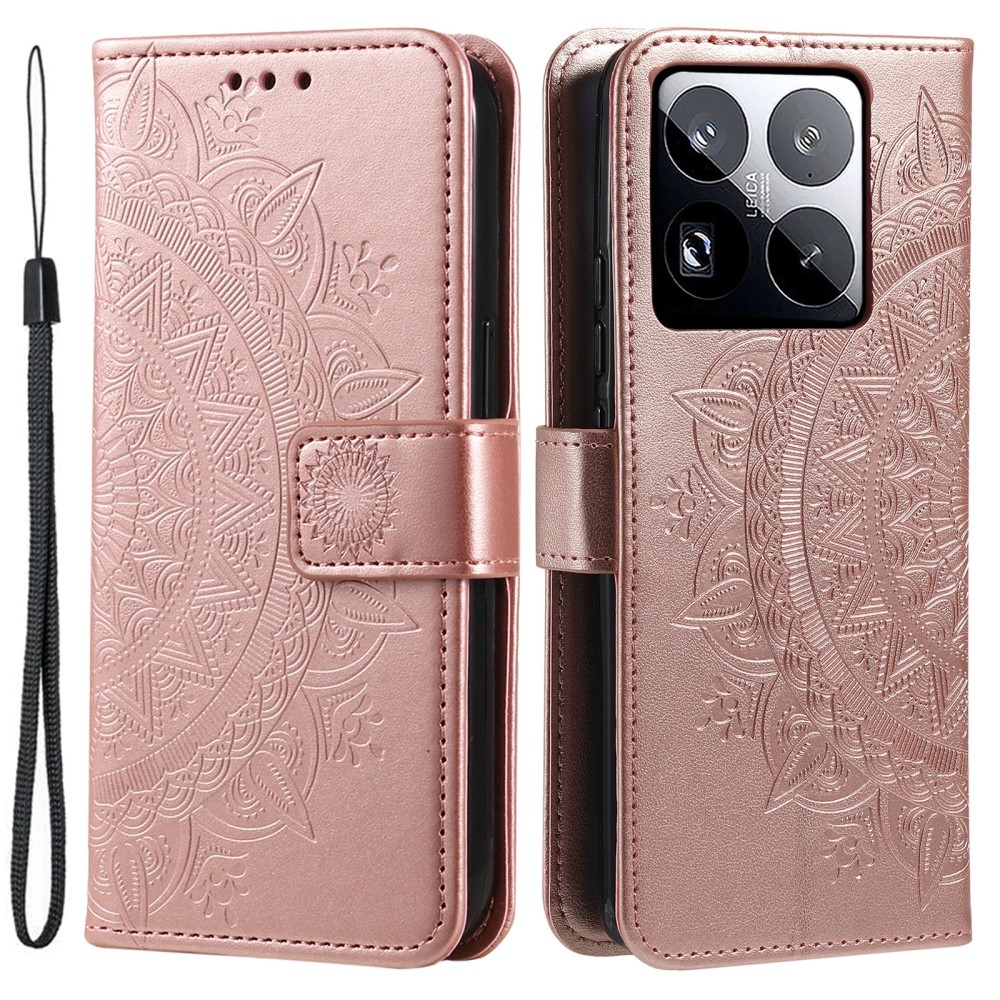Mandala könyv tok Xiaomi 15 Pro-hoz - rózsaarany