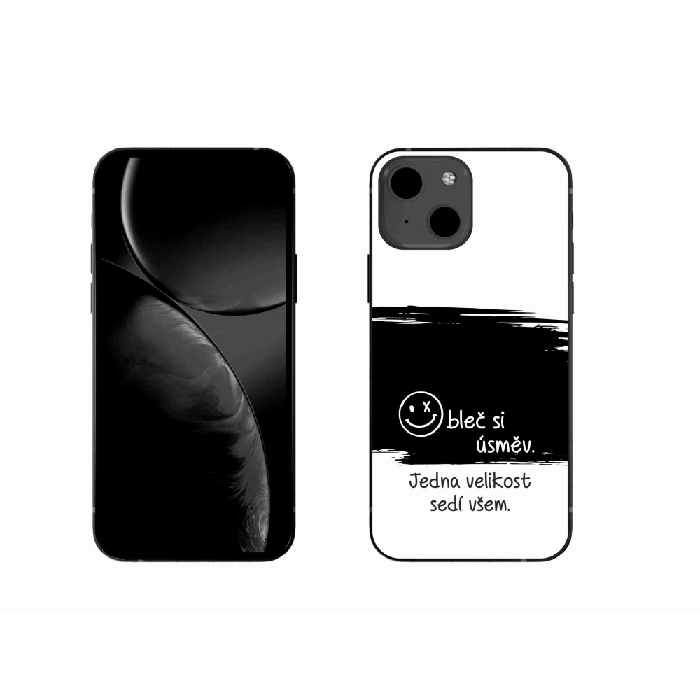 Gél borító mmCase iPhone 13 6.1 készülékhez - vicces szöveg 8 fekete és fehér háttérrel