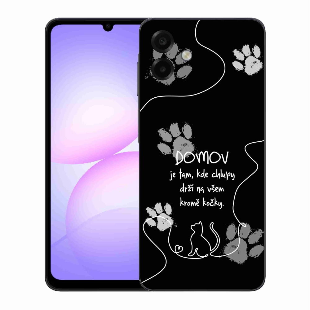 Gél borító mmCase Samsung Galaxy A07 4G - macska motívum fekete háttérrel