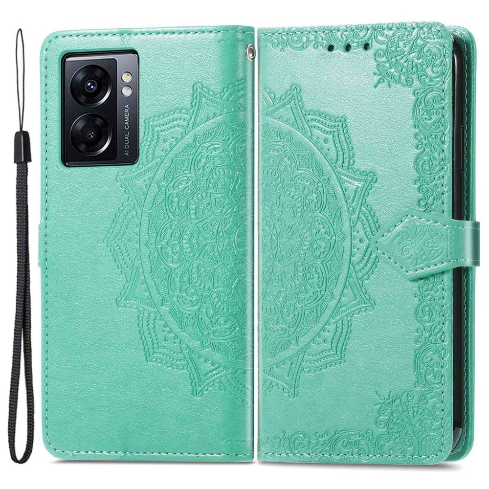 Mandala könyvtáska a Realme Narzo 50 készülékhez - teal színű