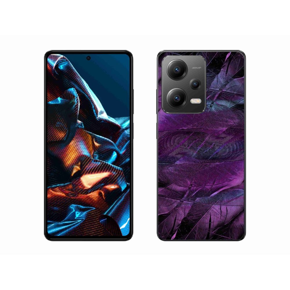 Zselés borítás mmCase a Xiaomi Redmi Note 12 Pro 5G számára - lila tollak