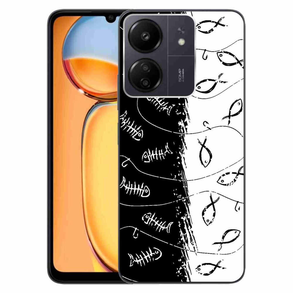 Gél borító mmCase a Xiaomi Poco C65/Redmi 13C számára - csontvázak és halak